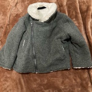 H&M Sherpa lined shearling style biker jacket size 1 1/2-2y unisex